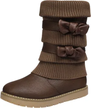 DREAM PAIRS Girl's Winter Snow Boots Faux Fur Lined Mid Calf Shoes