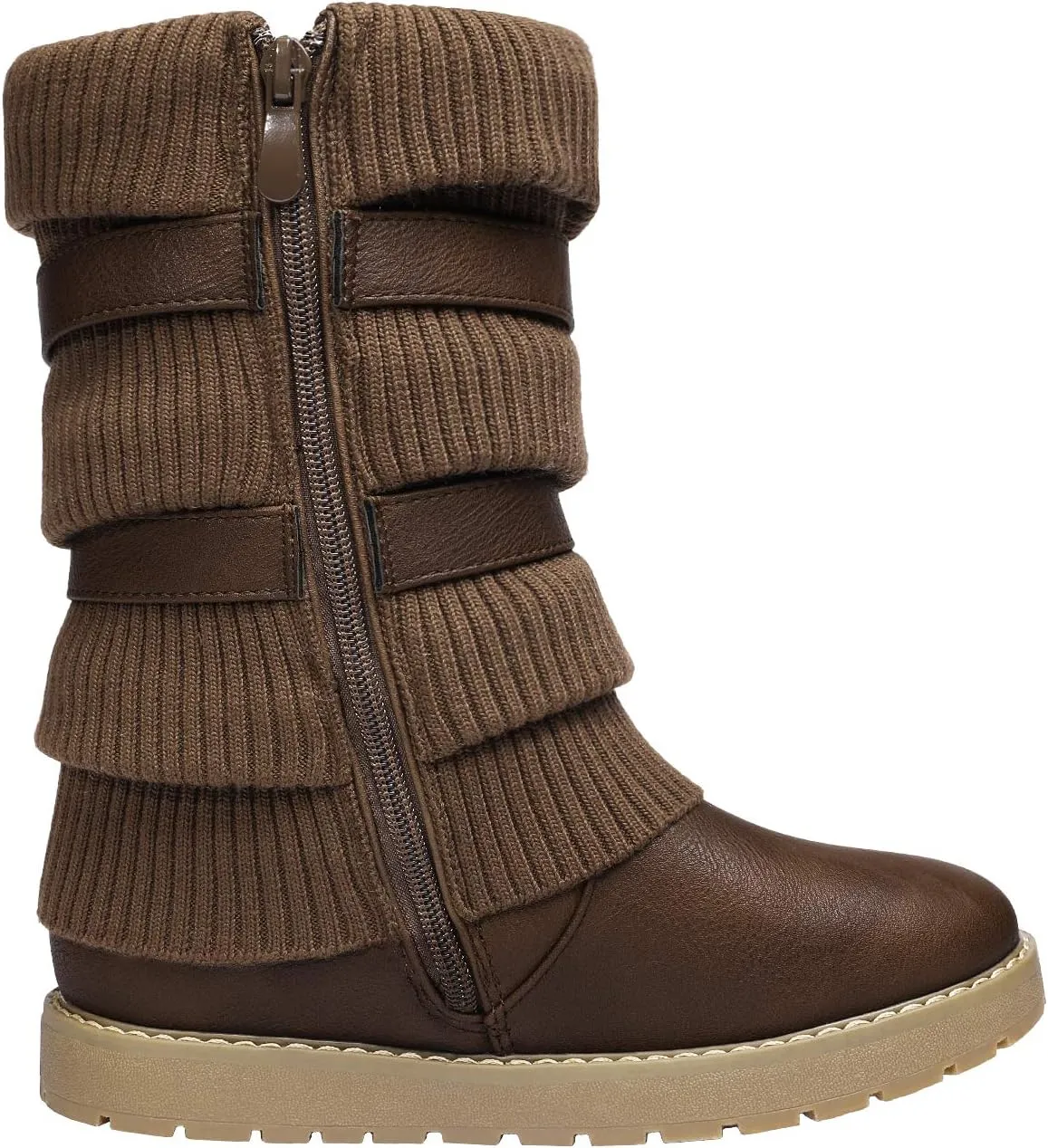 DREAM PAIRS Girl's Winter Snow Boots Faux Fur Lined Mid Calf Shoes