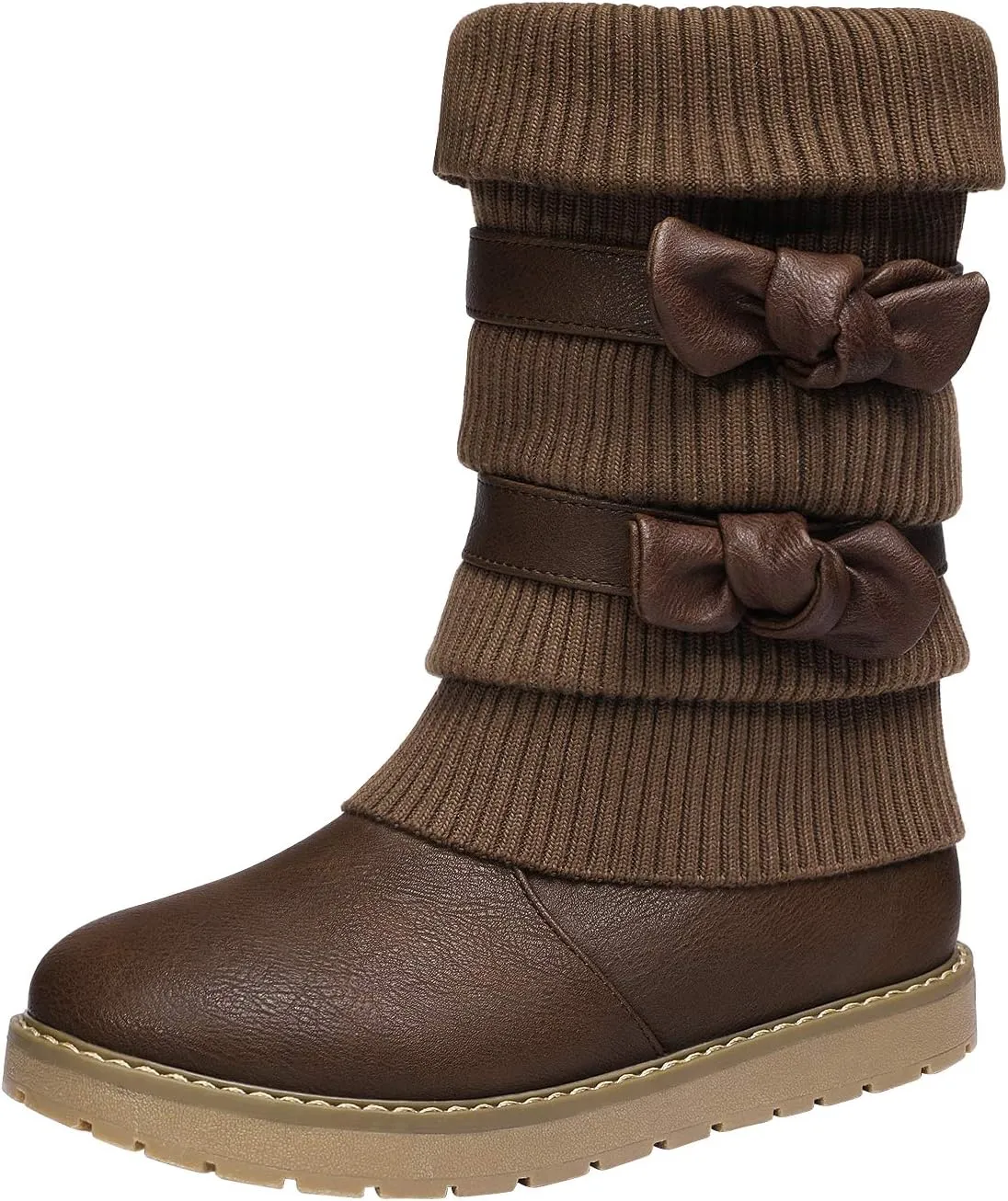DREAM PAIRS Girl's Winter Snow Boots Faux Fur Lined Mid Calf Shoes