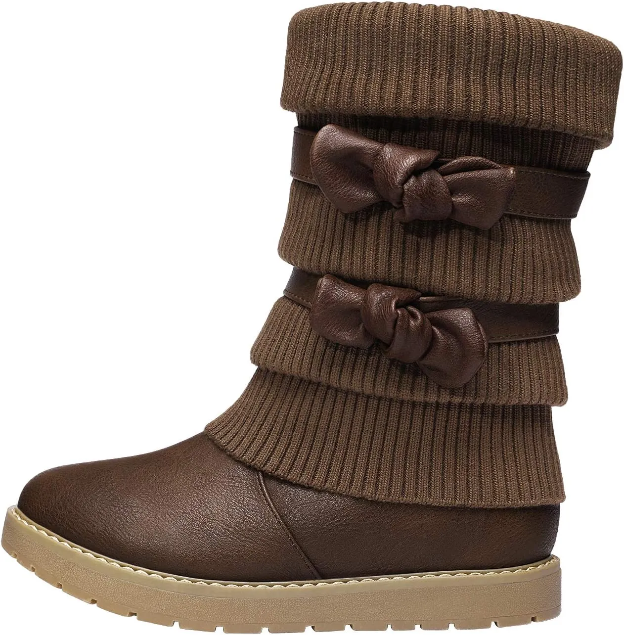 DREAM PAIRS Girl's Winter Snow Boots Faux Fur Lined Mid Calf Shoes