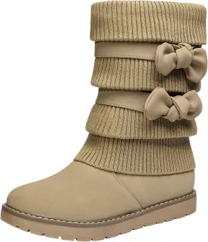DREAM PAIRS Girl's Winter Snow Boots Faux Fur Lined Mid Calf Shoes