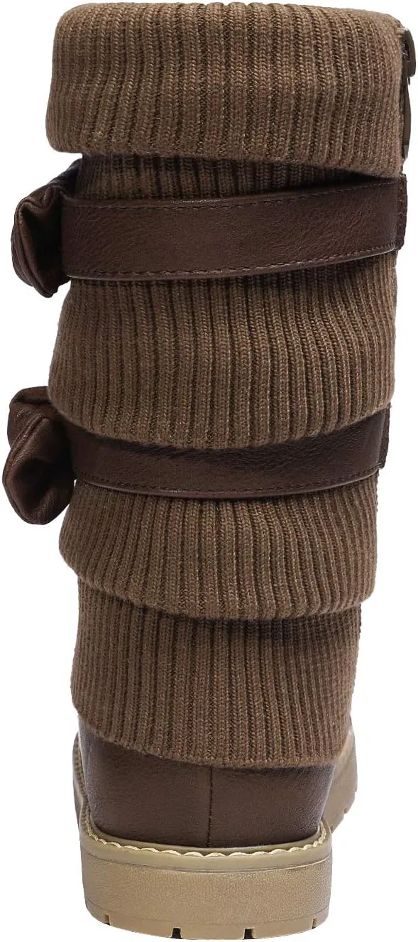 DREAM PAIRS Girl's Winter Snow Boots Faux Fur Lined Mid Calf Shoes