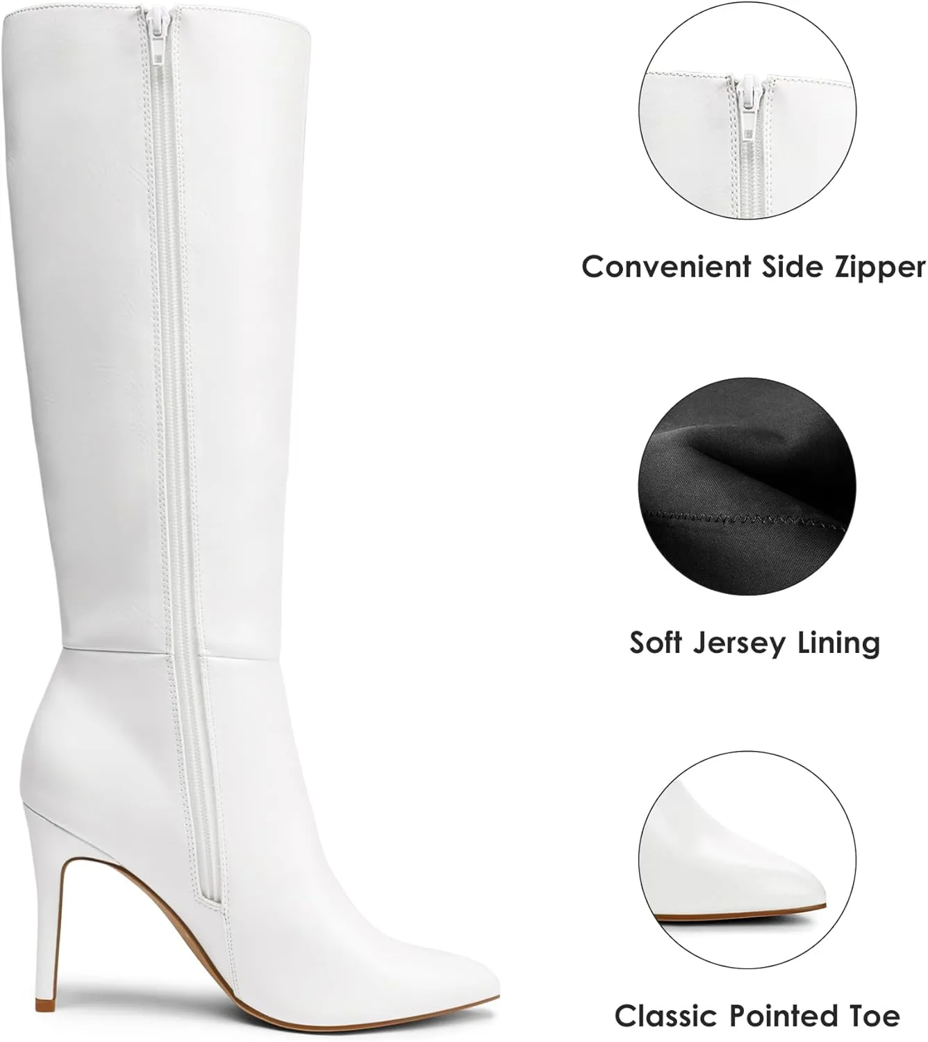 DREAM PAIRS Knee High Boots for Women, Sexy Pointed Toe Stiletto High Heel Boots, Fashion & Classic Dress Shoes