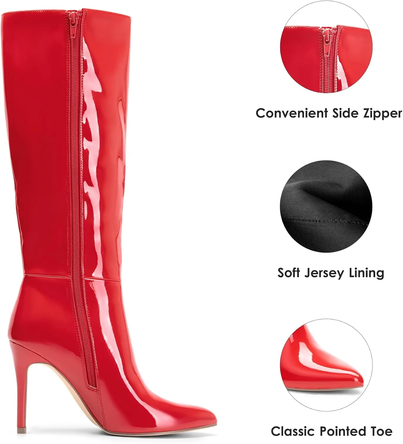 DREAM PAIRS Knee High Boots for Women, Sexy Pointed Toe Stiletto High Heel Boots, Fashion & Classic Dress Shoes