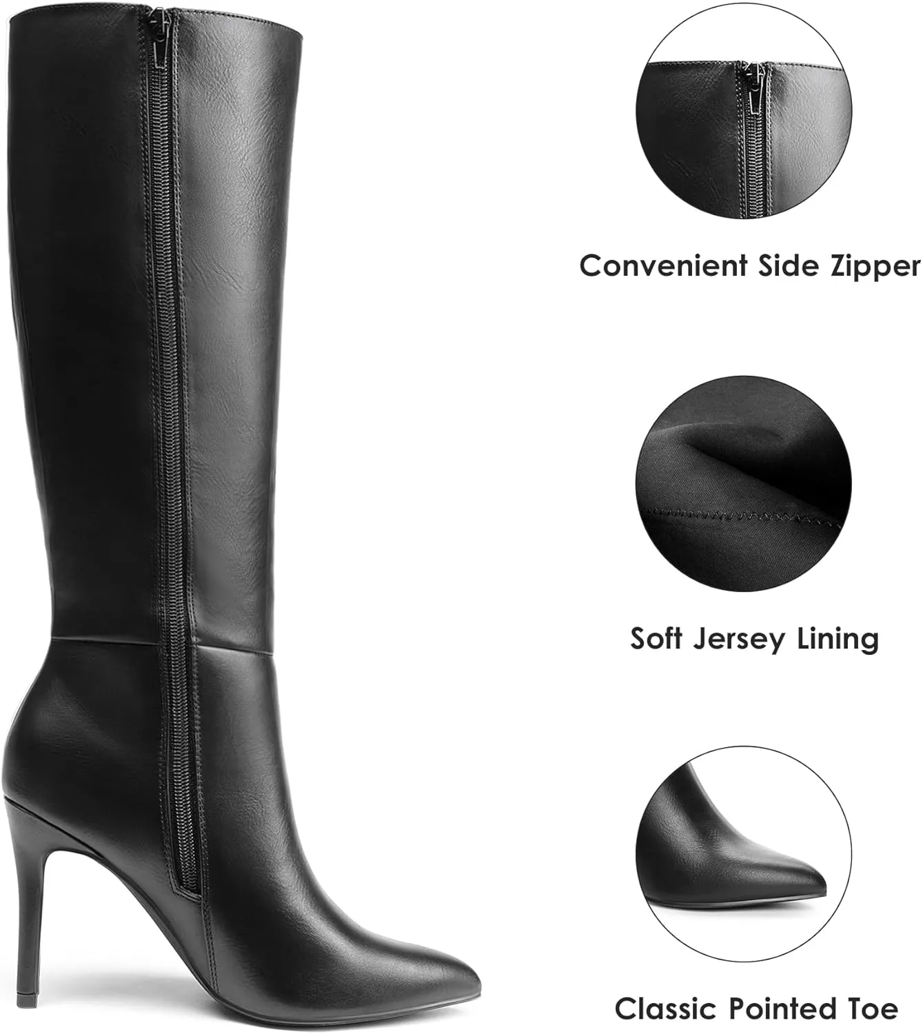 DREAM PAIRS Knee High Boots for Women, Sexy Pointed Toe Stiletto High Heel Boots, Fashion & Classic Dress Shoes