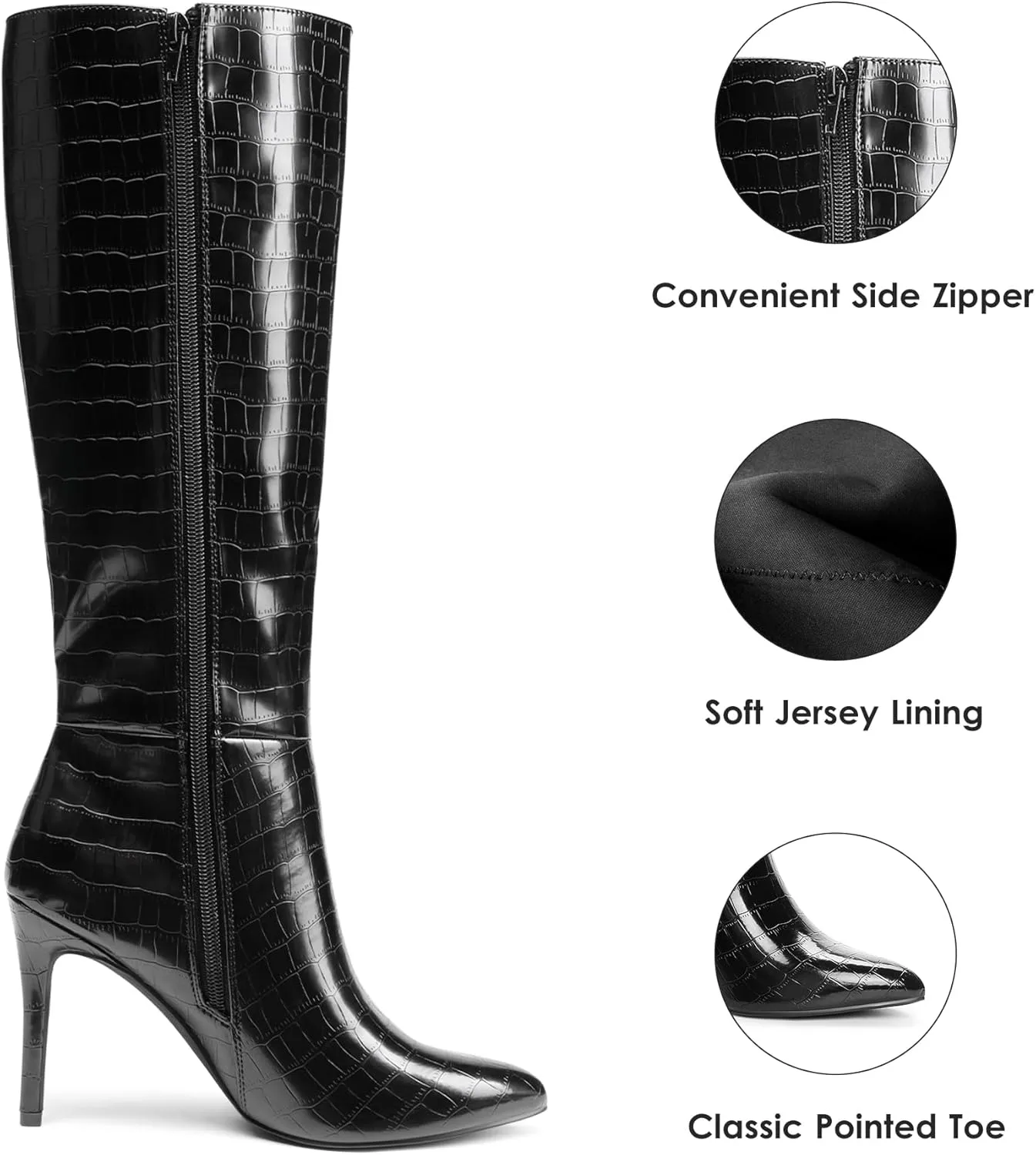 DREAM PAIRS Knee High Boots for Women, Sexy Pointed Toe Stiletto High Heel Boots, Fashion & Classic Dress Shoes