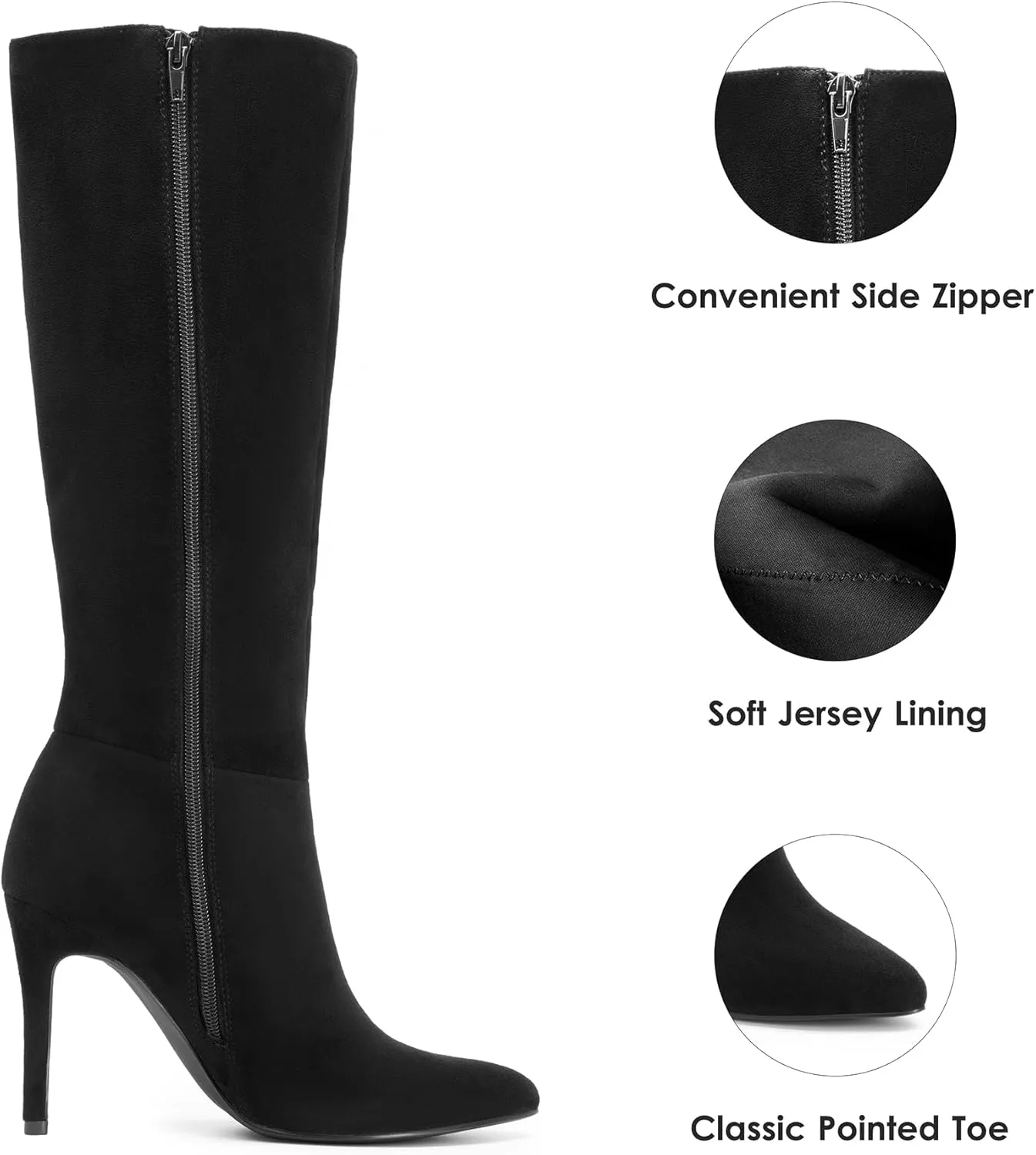 DREAM PAIRS Knee High Boots for Women, Sexy Pointed Toe Stiletto High Heel Boots, Fashion & Classic Dress Shoes