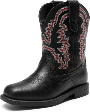 DREAM PAIRS Toddler Little Boys Girls Cowboy Boots Kids Western Square Toe Riding Mid Calf Boots