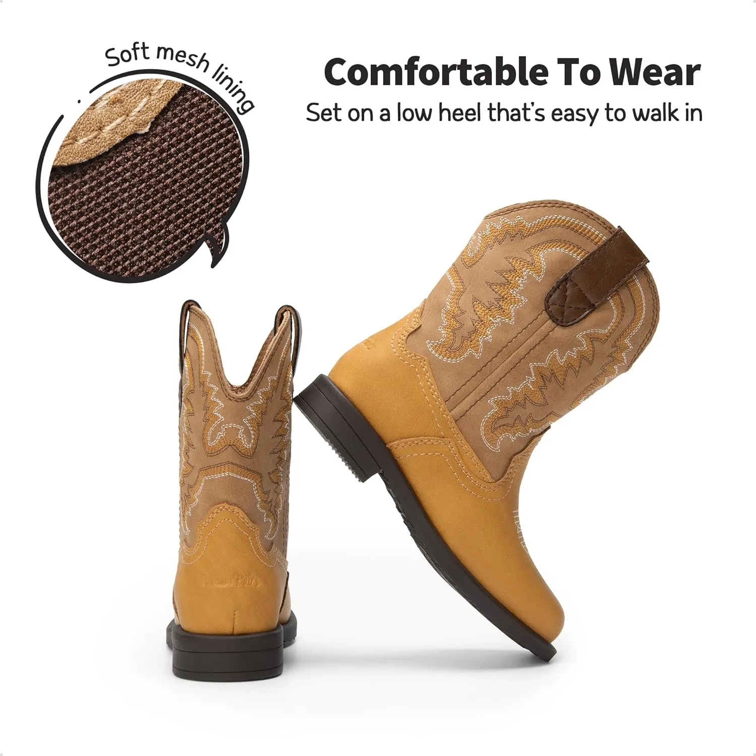 DREAM PAIRS Toddler Little Boys Girls Cowboy Boots Kids Western Square Toe Riding Mid Calf Boots