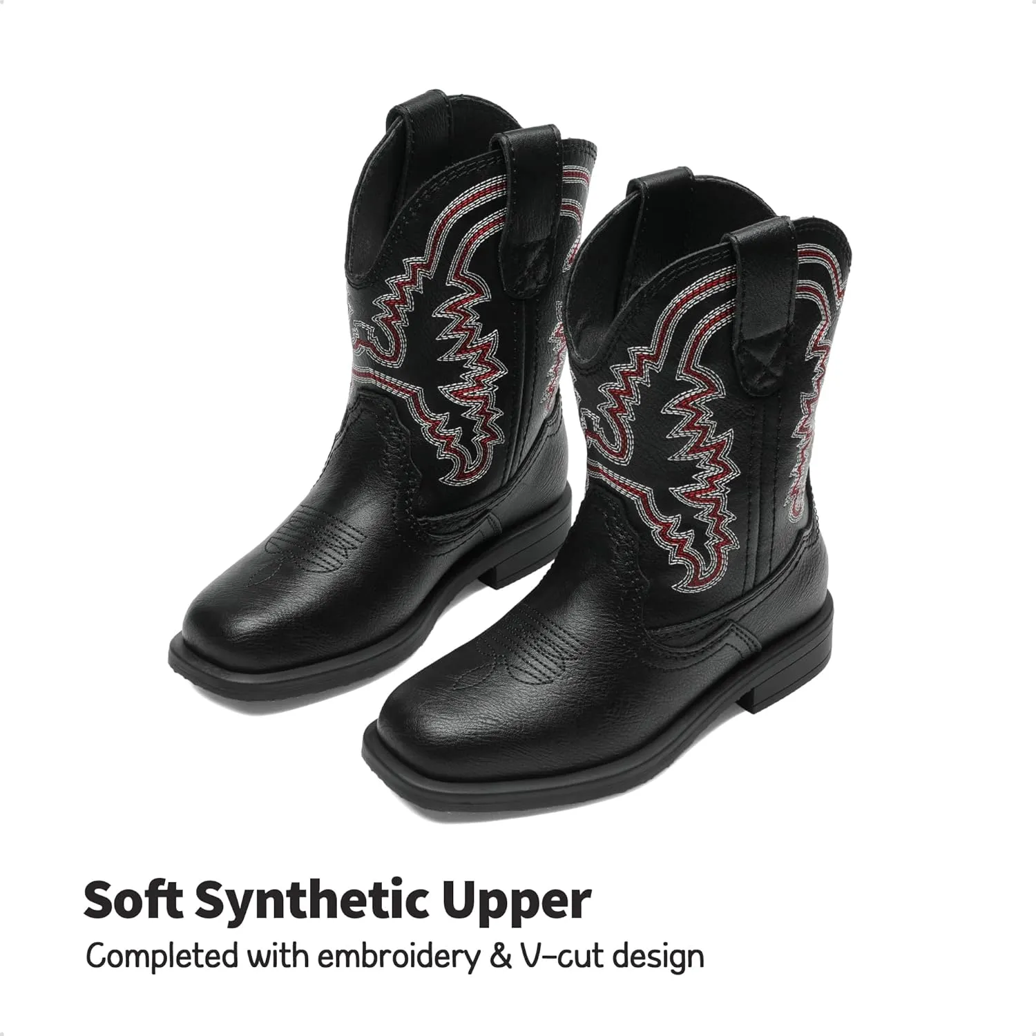 DREAM PAIRS Toddler Little Boys Girls Cowboy Boots Kids Western Square Toe Riding Mid Calf Boots