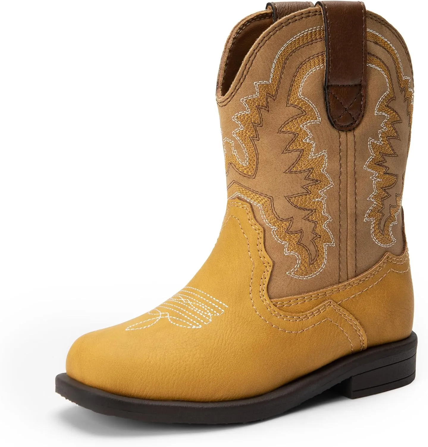 DREAM PAIRS Toddler Little Boys Girls Cowboy Boots Kids Western Square Toe Riding Mid Calf Boots