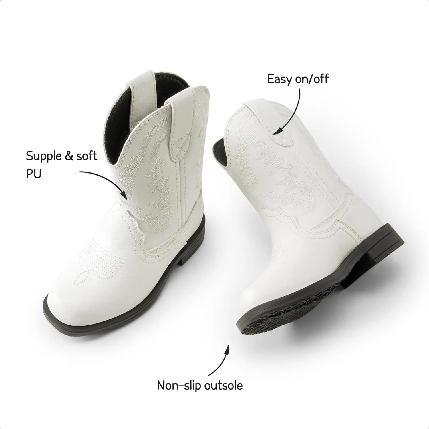 DREAM PAIRS Toddler Little Boys Girls Cowboy Boots Kids Western Square Toe Riding Mid Calf Boots