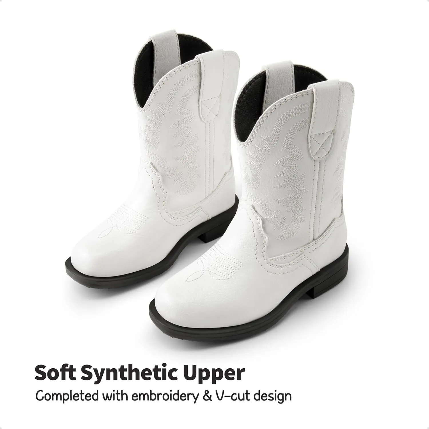DREAM PAIRS Toddler Little Boys Girls Cowboy Boots Kids Western Square Toe Riding Mid Calf Boots