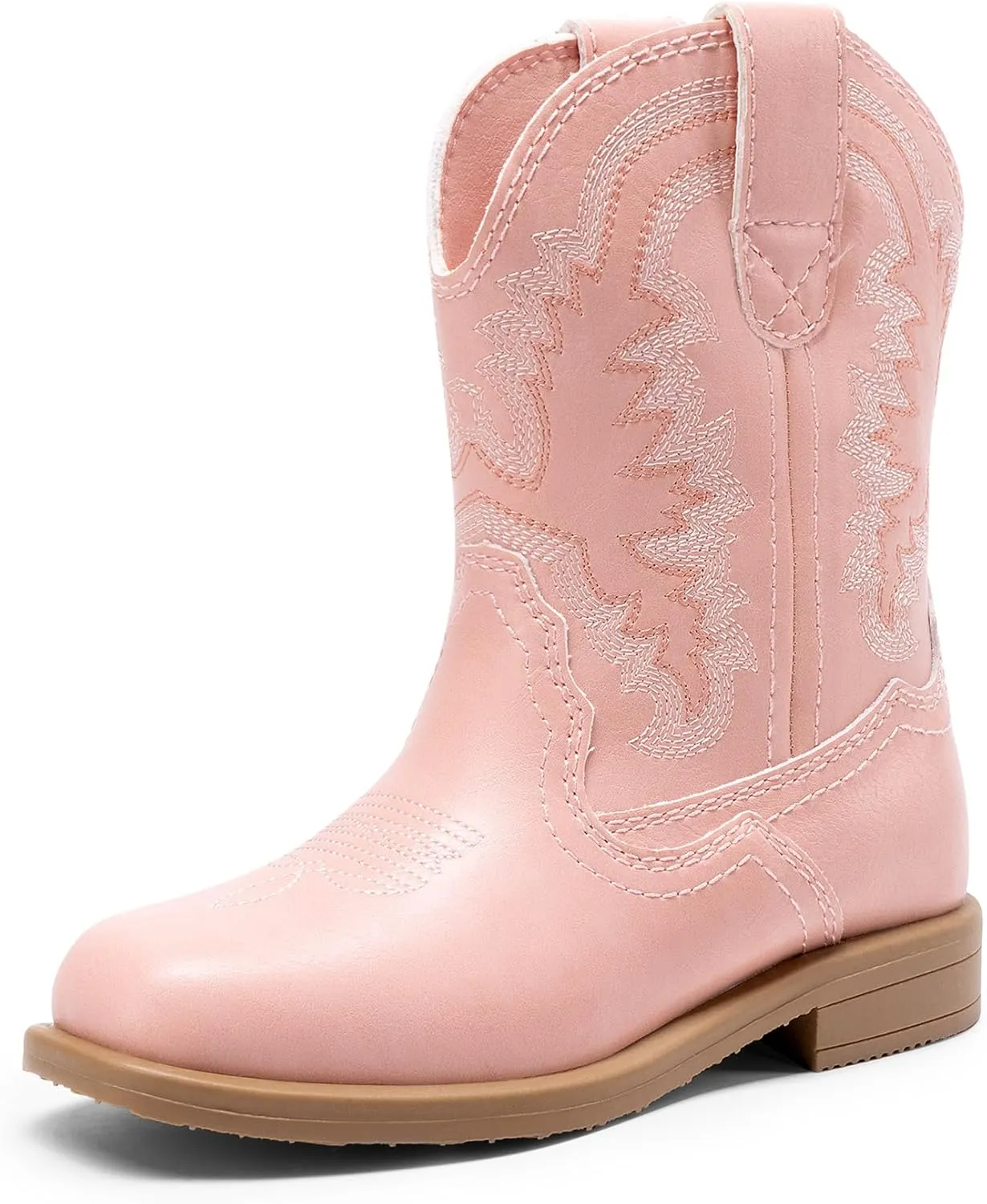 DREAM PAIRS Toddler Little Boys Girls Cowboy Boots Kids Western Square Toe Riding Mid Calf Boots