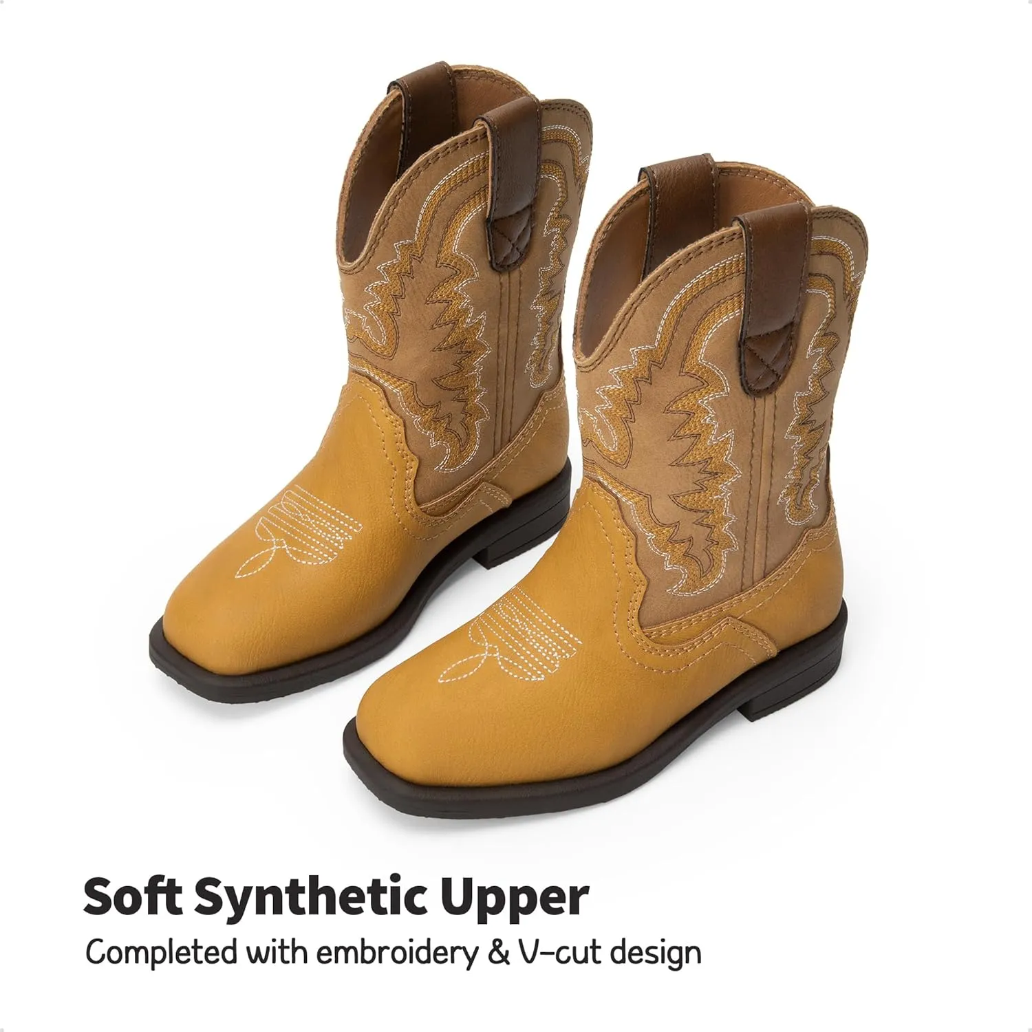 DREAM PAIRS Toddler Little Boys Girls Cowboy Boots Kids Western Square Toe Riding Mid Calf Boots
