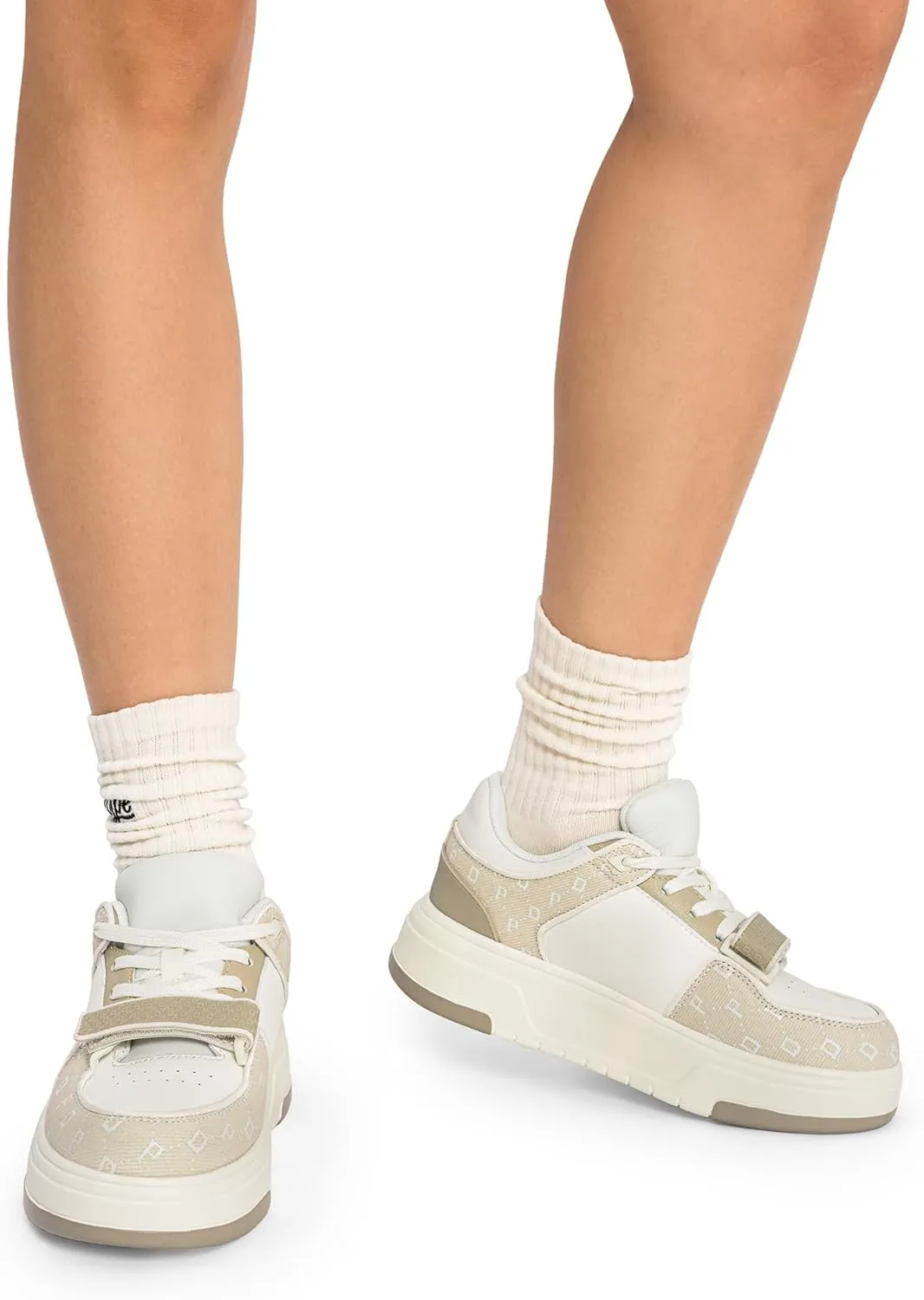 DREAM PAIRS Women Platform Chunky Sneakers Leather Oli Casual Fashion Sneaker