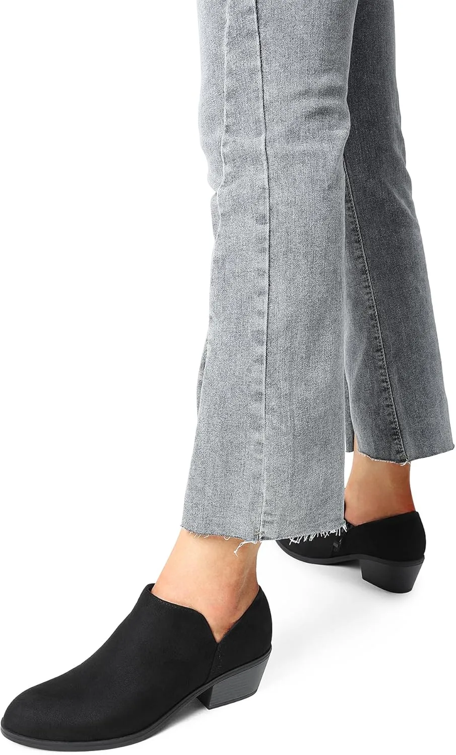 DREAM PAIRS Women's Ankle Boots Fall Boots Leather Thick Heel Side Zip Women Low Chunky Heeled Booties