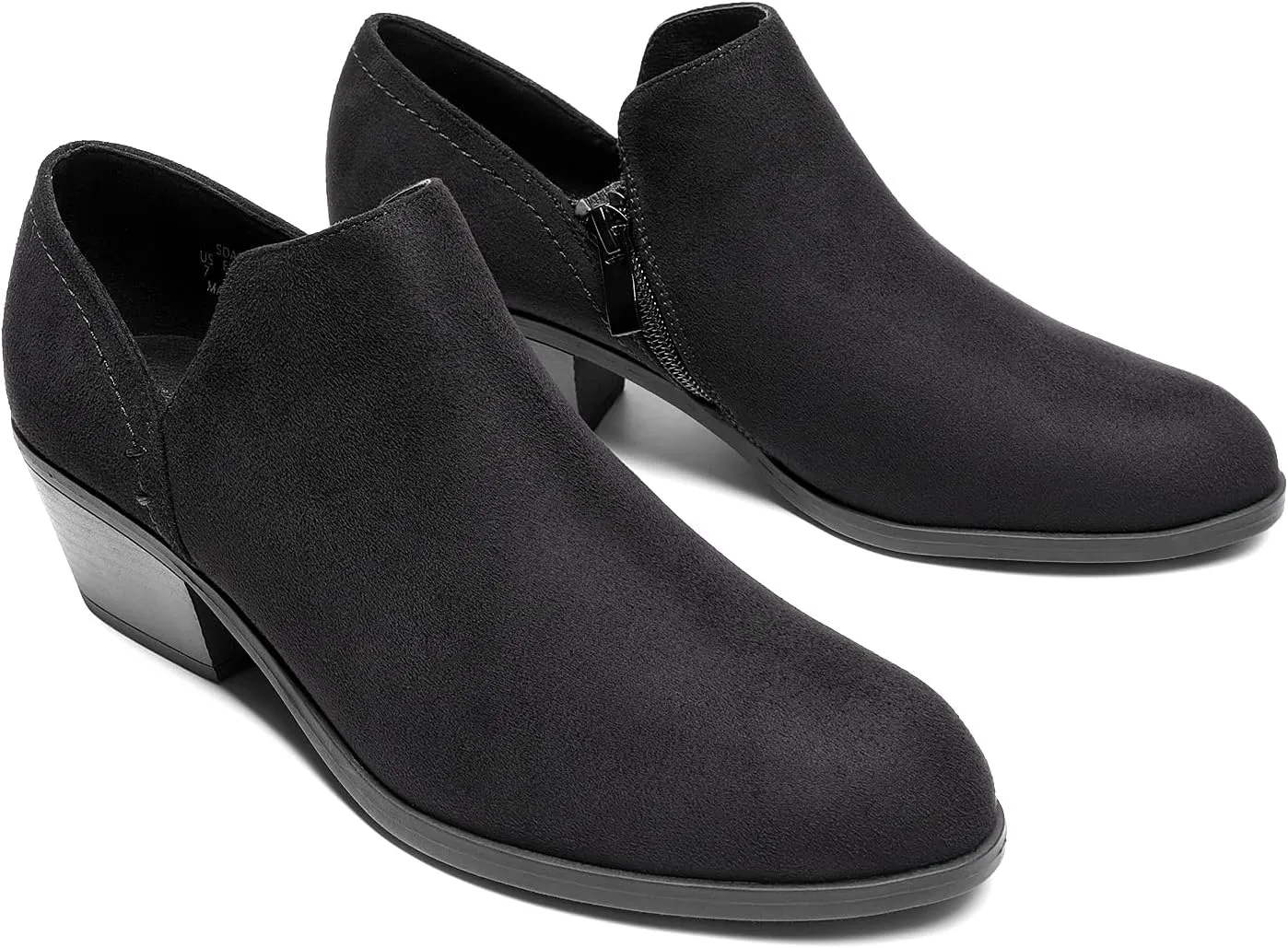 DREAM PAIRS Women's Ankle Boots Fall Boots Leather Thick Heel Side Zip Women Low Chunky Heeled Booties