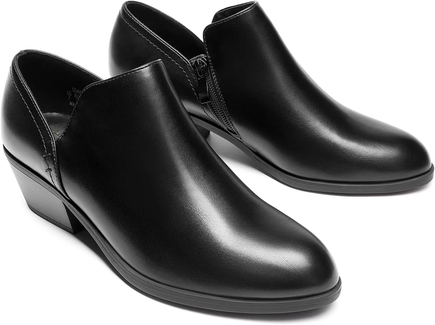 DREAM PAIRS Women's Ankle Boots Fall Boots Leather Thick Heel Side Zip Women Low Chunky Heeled Booties