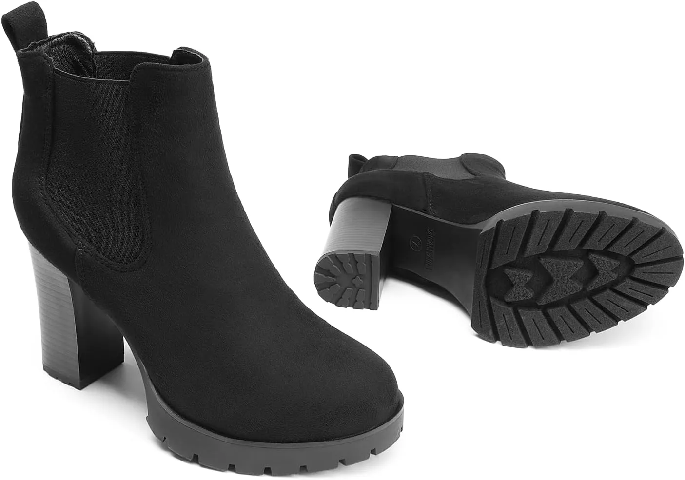 DREAM PAIRS Women's Chelsea Ankle Boots Platform Fall Boots High Chunky Heel Block Elastic Side Booties