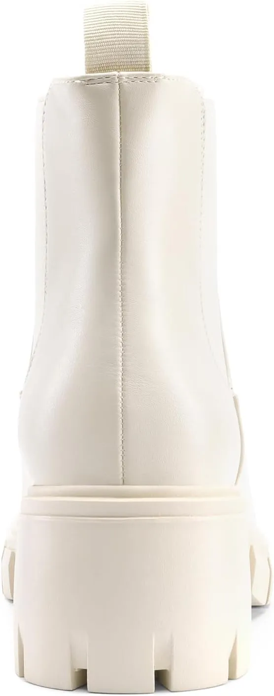 DREAM PAIRS Women's Elastic Chelsea Ankle Boots Platform Low Chunky Block Heel Lug Sole Slip on Fall Heeled Booties Shoes