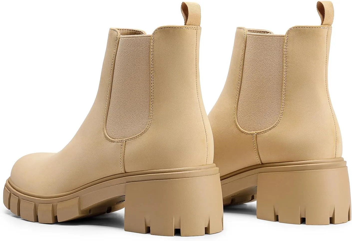 DREAM PAIRS Women's Elastic Chelsea Ankle Boots Platform Low Chunky Block Heel Lug Sole Slip on Fall Heeled Booties Shoes