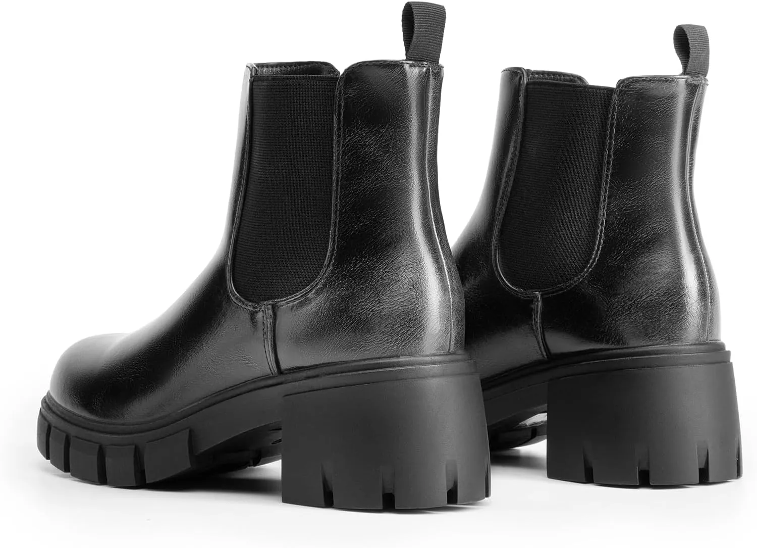 DREAM PAIRS Women's Elastic Chelsea Ankle Boots Platform Low Chunky Block Heel Lug Sole Slip on Fall Heeled Booties Shoes