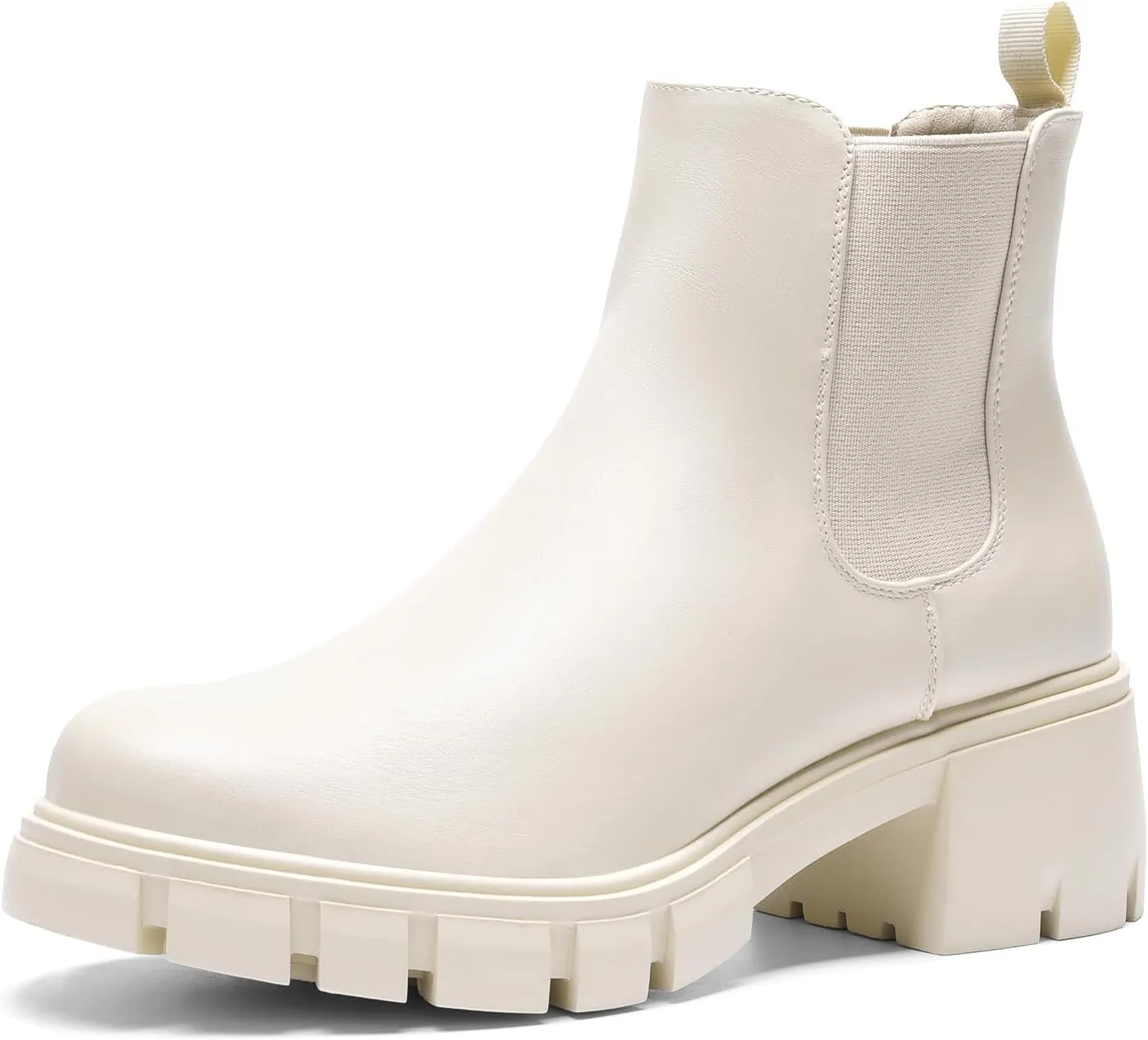DREAM PAIRS Women's Elastic Chelsea Ankle Boots Platform Low Chunky Block Heel Lug Sole Slip on Fall Heeled Booties Shoes