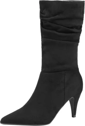 DREAM PAIRS Women's High Heel Mid Calf Boots Slouchy Pointed Toe Fall Boots