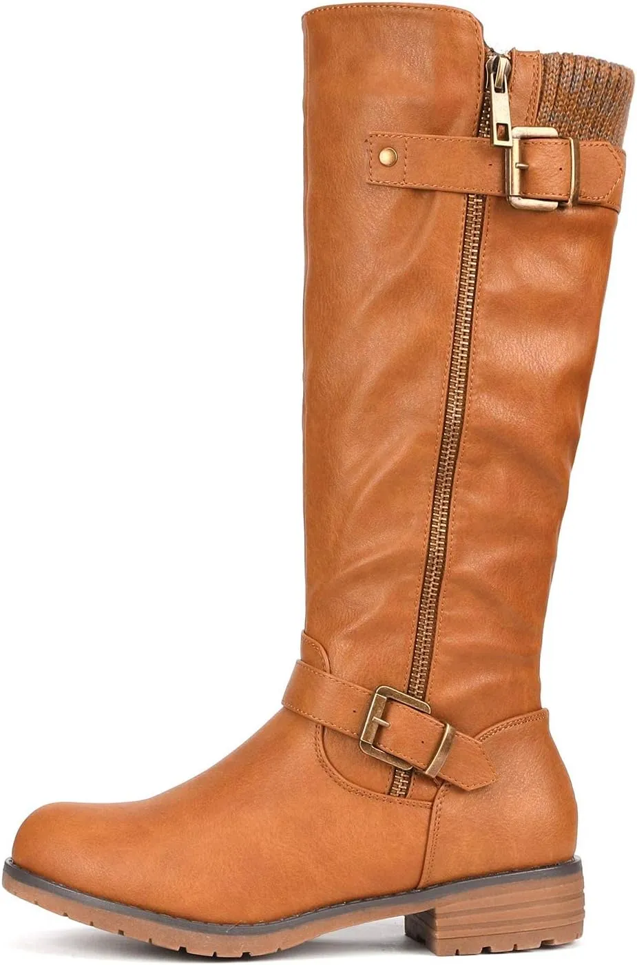 DREAM PAIRS Women's Knee High Boots Comfortable Riding Boots Side Zipper Fall Boots with Buckle