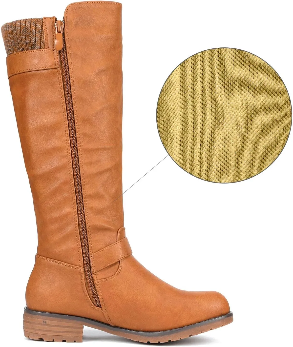 DREAM PAIRS Women's Knee High Boots Comfortable Riding Boots Side Zipper Fall Boots with Buckle