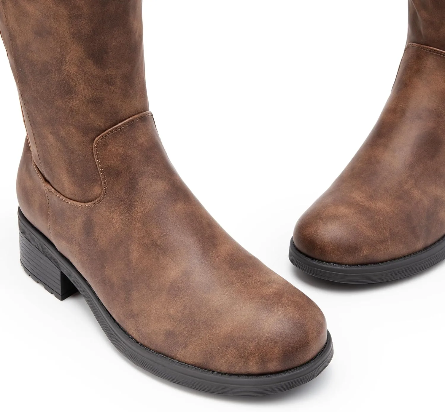 DREAM PAIRS Women's Lace Up Back Knee High Fashion Boots Low Block Heel Riding Boots Round Toe Side Zipper Fall Boots