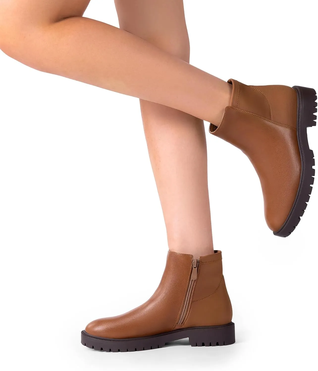 DREAM PAIRS Women's Low Heel Chelsea Ankle Boots Fashion Slip On Elastic Fall Booties Shoes