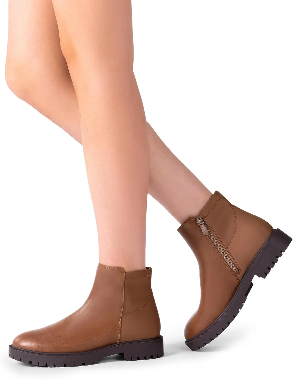 DREAM PAIRS Women's Low Heel Chelsea Ankle Boots Fashion Slip On Elastic Fall Booties Shoes