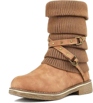 DREAM PAIRS Women's Mid Calf Fashion Winter Snow Boots