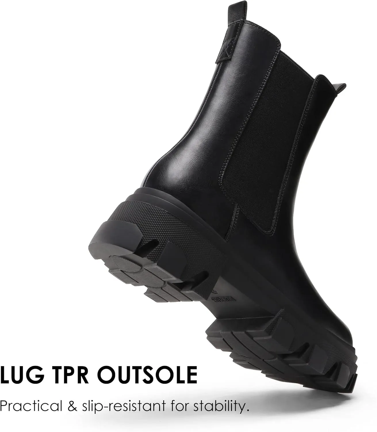 DREAM PAIRS Women's Platform Chelsea Boots Lug Sole Combat Mid Calf Slip On Chunky Ankle Booties