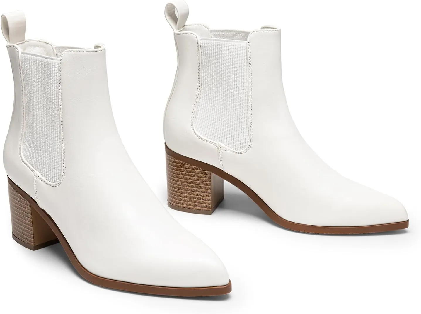 DREAM PAIRS Women's Retro Elastic Chelsea Ankle Boots Fashion Low Chunky Block Heel Pointed Toe Fall Heeled Booties Shoes