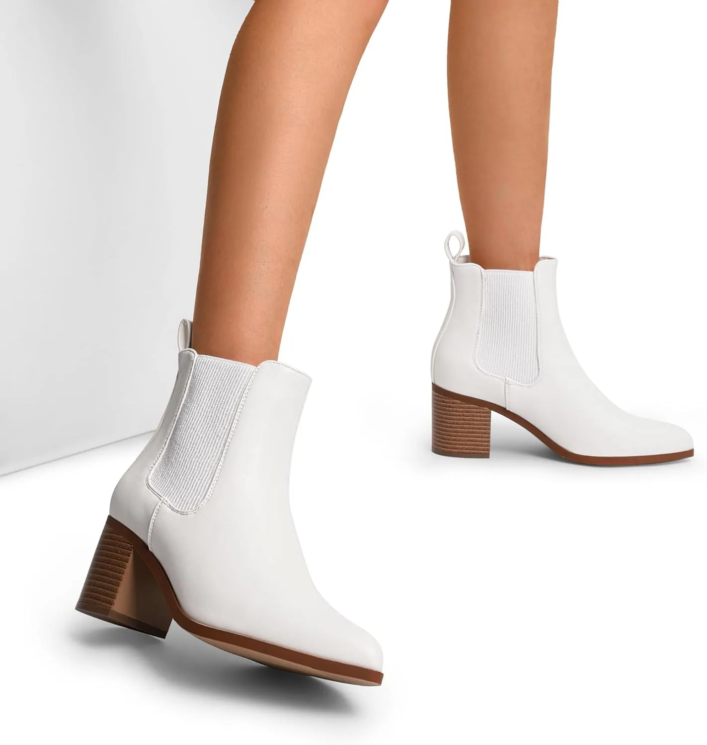 DREAM PAIRS Women's Retro Elastic Chelsea Ankle Boots Fashion Low Chunky Block Heel Pointed Toe Fall Heeled Booties Shoes