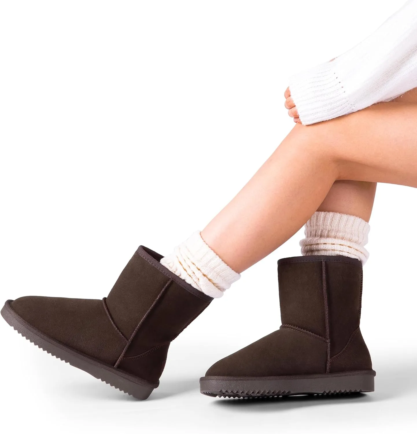 DREAM PAIRS Women's Shorty-New Mid Calf Winter Snow Boots