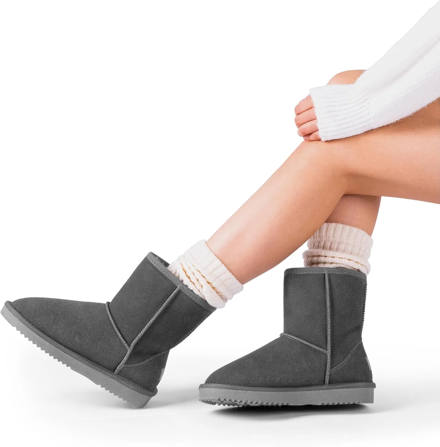 DREAM PAIRS Women's Shorty-New Mid Calf Winter Snow Boots