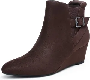DREAM PAIRS Women's Wedge Ankle Boots Fall Low Heel Short Booties Shoes