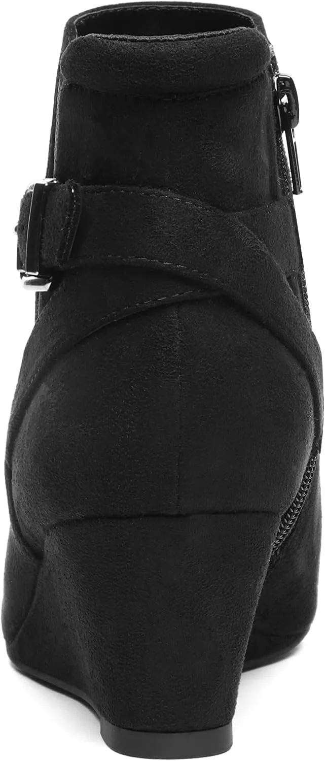 DREAM PAIRS Women's Wedge Ankle Boots Fall Low Heel Short Booties Shoes