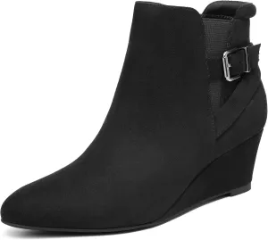 DREAM PAIRS Women's Wedge Ankle Boots Fall Low Heel Short Booties Shoes