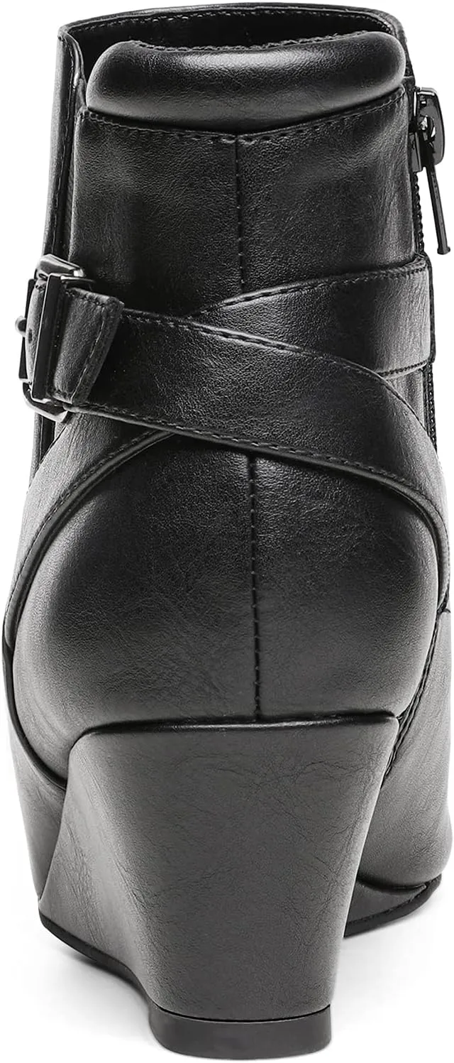 DREAM PAIRS Women's Wedge Ankle Boots Fall Low Heel Short Booties Shoes