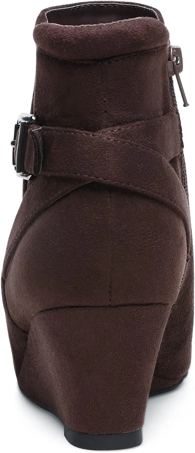 DREAM PAIRS Women's Wedge Ankle Boots Fall Low Heel Short Booties Shoes