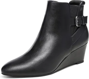 DREAM PAIRS Women's Wedge Ankle Boots Fall Low Heel Short Booties Shoes
