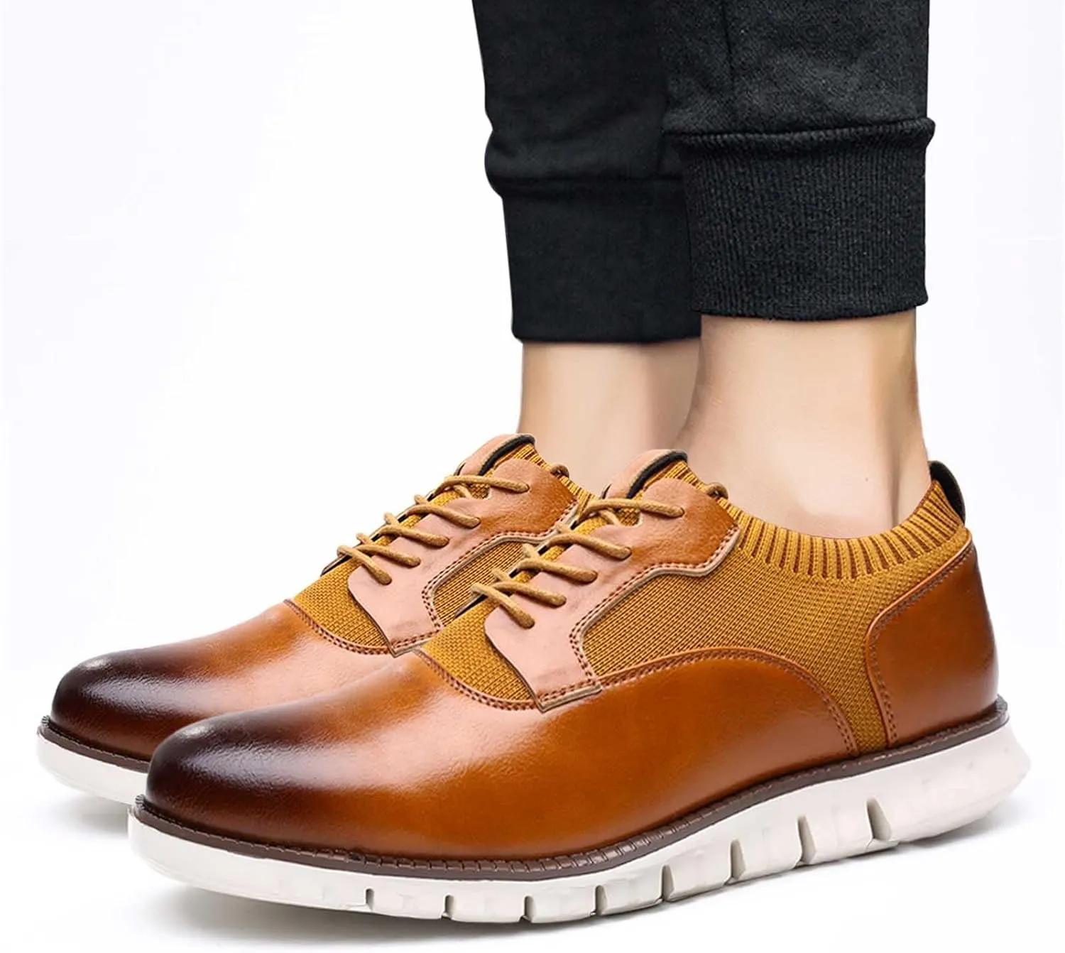 Dress Shoes for Men Fashion Loafer Brown Classic Style Men Lace Up Vintage Leather Shoes Business Casual Shoes RoundToe Leather Shoes Business Shoes for Men Slip On
