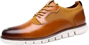 Dress Shoes for Men Fashion Loafer Brown Classic Style Men Lace Up Vintage Leather Shoes Business Casual Shoes RoundToe Leather Shoes Business Shoes for Men Slip On