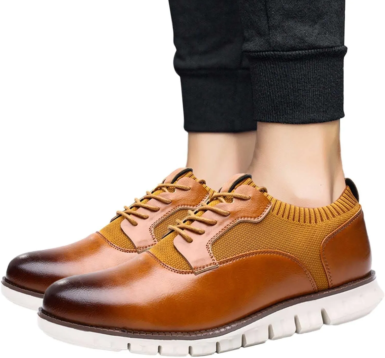 Dress Shoes for Men Fashion Loafer Brown Classic Style Men Lace Up Vintage Leather Shoes Business Casual Shoes RoundToe Leather Shoes Business Shoes for Men Slip On