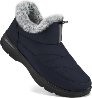 Ecetana Womens Boots Snow Winter Shoes Warm Ankle Booties with Fur Lined Comfortable Outdoor Waterproof Slip on Boots for Women